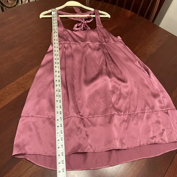 janet Womens Dress S Mauve Pink 100% Silk Bow Back Fairycore Coquette Babydoll - Picture 9 of 13